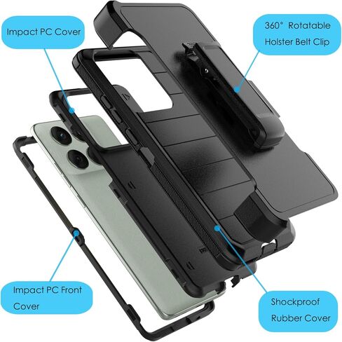 حالة NJJEX الوعرة لـ Moto Edge 2025 ، لحالة Motorola Edge 2025 مع حزام حزام حزام ، واقي كامل الجسم قفل الصدمات دوارة دوارة حافظة Kickstand Hard Phone Cover [Orange] in Kuwait