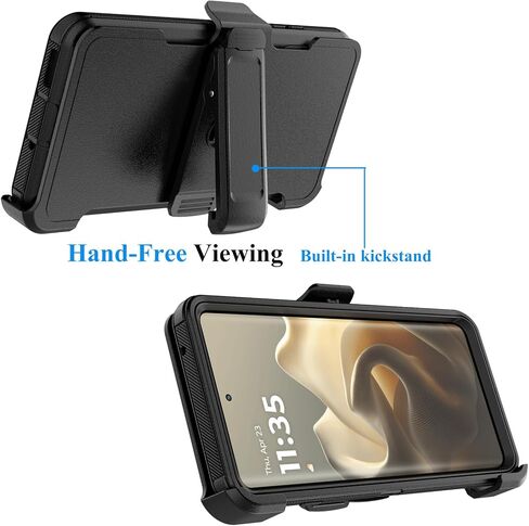 حالة NJJEX الوعرة لـ Moto Edge 2025 ، لحالة Motorola Edge 2025 مع حزام حزام حزام ، واقي كامل الجسم قفل الصدمات دوارة دوارة حافظة Kickstand Hard Phone Cover [Orange] in Kuwait