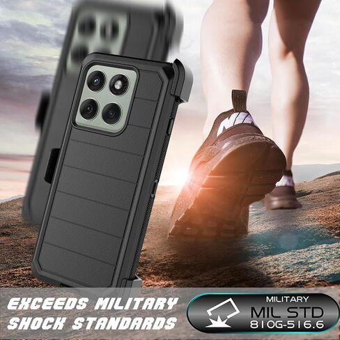 حالة NJJEX الوعرة لـ Moto Edge 2025 ، لحالة Motorola Edge 2025 مع حزام حزام حزام ، واقي كامل الجسم قفل الصدمات دوارة دوارة حافظة Kickstand Hard Phone Cover [Orange] in Kuwait