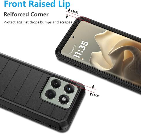 حالة NJJEX الوعرة لـ Moto Edge 2025 ، لحالة Motorola Edge 2025 مع حزام حزام حزام ، واقي كامل الجسم قفل الصدمات دوارة دوارة حافظة Kickstand Hard Phone Cover [Orange] in Kuwait