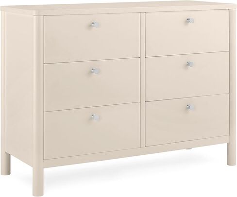 Delta Children Brooks 6 Drawer Dresser with Interlocking Drawers (Includes 3 Sets of Knobs – Choose from Natural, Brushed Nickel & Melted Bronze), Bianca White in Kuwait
