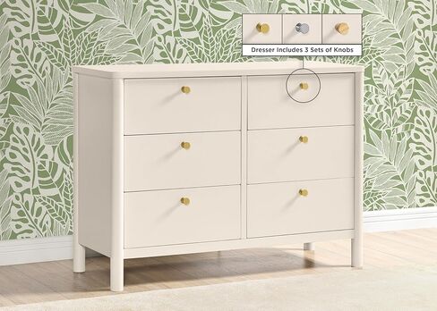 Delta Children Brooks 6 Drawer Dresser with Interlocking Drawers (Includes 3 Sets of Knobs – Choose from Natural, Brushed Nickel & Melted Bronze), Bianca White in Kuwait