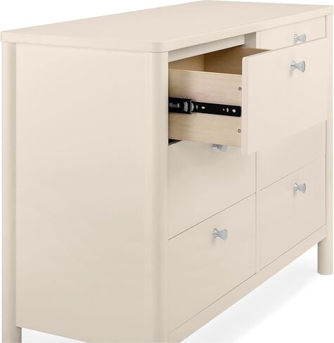 Delta Children Brooks 6 Drawer Dresser with Interlocking Drawers (Includes 3 Sets of Knobs – Choose from Natural, Brushed Nickel & Melted Bronze), Bianca White in Kuwait