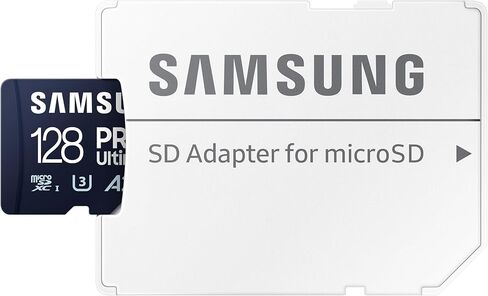 بطاقة ذاكرة MicroSD في نهاية المطاف Samsung Pro ، محول ، 128 جيجا بايت MicroSDXC ، يصل إلى 200 ميجابايت/ثانية ، 4K UHD ، UHS-I ، الفئة 10 ، U3 ، V30 ، A2 لكاميرا العمل ، الطائرات بدون طيار ، الأمراض ، الهواتف ، الأجهزة اللوحية ، MB-MY128SA/AM [إصدار كندا] in Kuwait