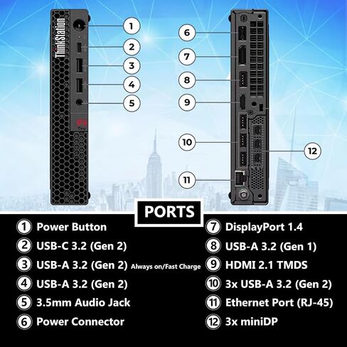 Lenovo ThinkStation P3 Tiny Workstation Mini Desktop ، Intel 20-Core I7-14700 ، 64GB DDR5 RAM ، 2TB SSD ، T400 4GB Graphics ، WiFi 6E + BT ، HDMI ، DP (5 Monitor Max) in Saudi Arabia