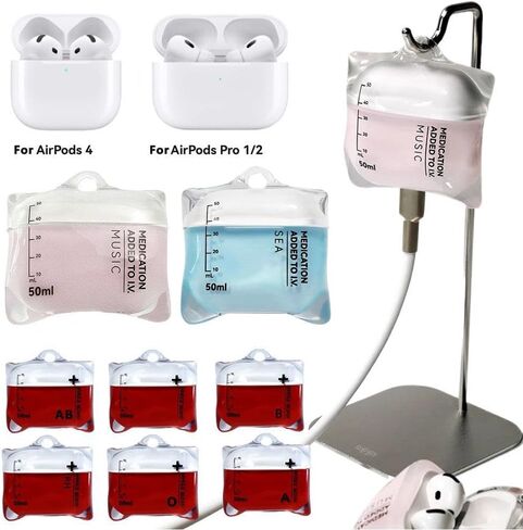 حقيبة أذن هالوين بالتنقيط - التصميم الأصلي للموسيقى بالتنقيط المصمم لـ AirPods Pro 1/2 ، غطاء واقي من السيليكون السائل الشفافية الناعمة المضاد للرياح (شريحة زرقاء) in Kuwait