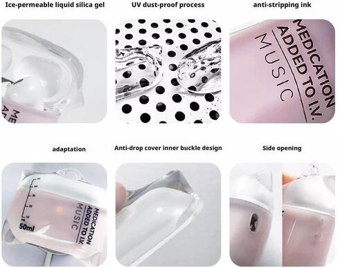 حقيبة أذن هالوين بالتنقيط - التصميم الأصلي للموسيقى بالتنقيط المصمم لـ AirPods Pro 1/2 ، غطاء واقي من السيليكون السائل الشفافية الناعمة المضاد للرياح (شريحة زرقاء) in Kuwait