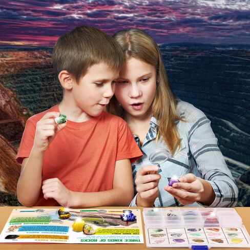 مجموعة العلوم من XXTOYS لحجر الصخور مجموعة العلوم الجيولوجية لعينات الأطفال هدايا هدايا تتضمن 15 قطعة مكبرة in Saudi Arabia