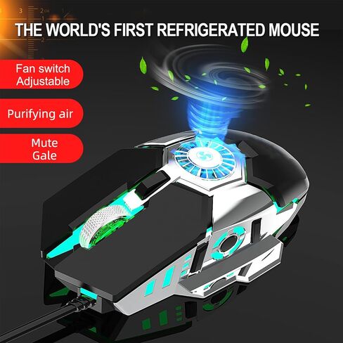 فأر الكمبيوتر ، الماوس الميكانيكي ، 4 سرعات DPI ، 7 أنواع من إضاءة RGB ، يأتي مع تبريد المروحة ، جميع مستديرة رقاقة IC ، مصممة للألعاب (رمادي) in Kuwait