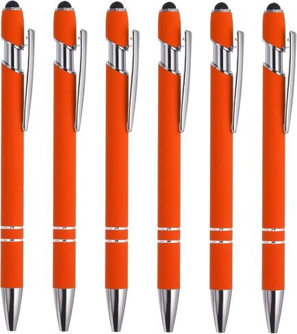 Generic 6 Pack 2 in 1 Metal Pen, Black Ink 1.0mm Medium Point Stylus Pen for Touch Screens, Orange in Saudi Arabia