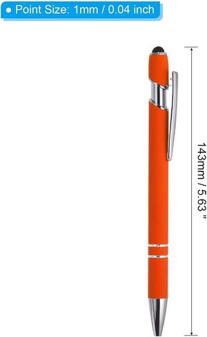 Generic 6 Pack 2 in 1 Metal Pen, Black Ink 1.0mm Medium Point Stylus Pen for Touch Screens, Orange in Saudi Arabia
