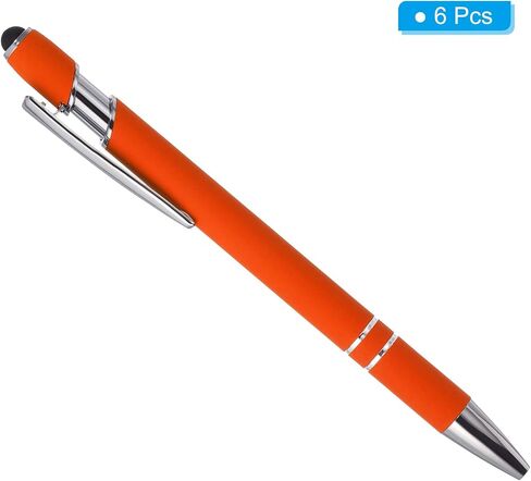 Generic 6 Pack 2 in 1 Metal Pen, Black Ink 1.0mm Medium Point Stylus Pen for Touch Screens, Orange in Saudi Arabia