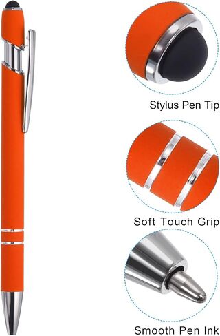Generic 6 Pack 2 in 1 Metal Pen, Black Ink 1.0mm Medium Point Stylus Pen for Touch Screens, Orange in Saudi Arabia