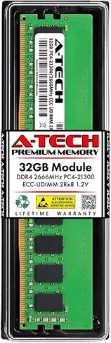 A-Tech 32GB RAM for Dell PowerEdge R250, R350, T150, T350 | DDR4 2666MHz PC4-21300 ECC-UDIMM 2Rx8 ECC Unbuffered Server Memory Upgrade in Saudi Arabia
