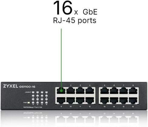 Zyxel 16 Port Network Ethernet Switch | Unmanaged Gigabit | GS1100-16 in Kuwait