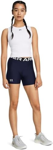 شورت متوسط ​​الطول من Under Armour HeatGear Authentics أسود/أبيض XS (الولايات المتحدة 0-2) in Saudi Arabia