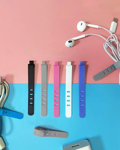 25-Piece Silicone Cable Ties Set, Reusable High-Elasticity Cord Ties for Charging Cord Organizer, Phone Chargers, and Earphones - Ideal for Home & Office in Saudi Arabia