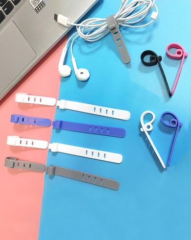 25-Piece Silicone Cable Ties Set, Reusable High-Elasticity Cord Ties for Charging Cord Organizer, Phone Chargers, and Earphones - Ideal for Home & Office in Saudi Arabia