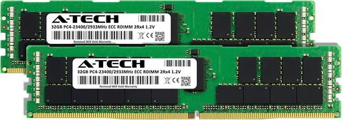 مجموعة A-Tech 64GB (2x32GB) RAM لـ Supermicro Super H11DSI ، H11DSI-NT ، X11DGQ ، X11DPH-I ، X11DPU-Z+، X11DPX-T ، X11DSC+، X11OPI-CPU | DDR4 2933MHz PC4-23400 ECC RDIMM 2RX4 ترقية ذاكرة الخادم المسجلة in Kuwait