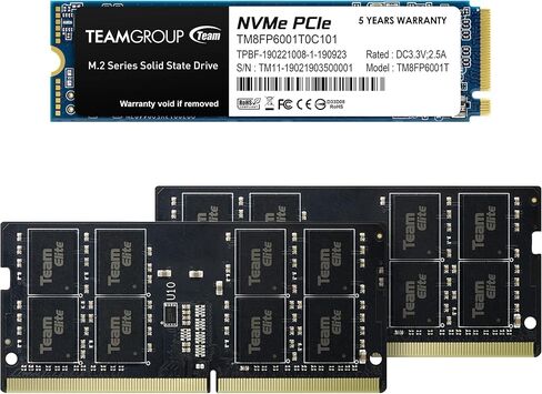 TeamGroup mp33 1tb tlc nvme pcie gen3x4 m.2 2280 ssd read/اكتب 1،800/1،500 mb/s tm8fp6001t0c101 bundle with elite sodimm ddr4 32gb kit (2x16gb) in Saudi Arabia