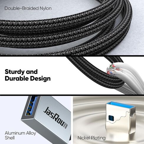 كابل امتداد USB 20 قدمًا ، النوع 3.0 A High Speed ​​5GBPS نقل وشحن الذكور إلى سلك موسع للإناث لمراقبة طابعة كاميرا ويب لوحة مفاتيح لوحة المفاتيح التلفزيونية in Kuwait
