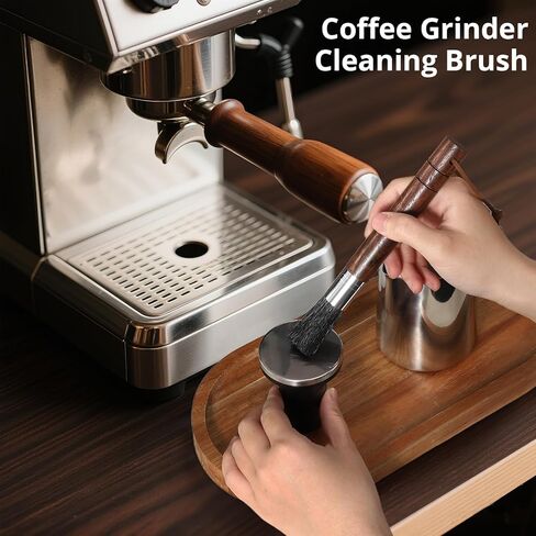 2-Pack Coffee Grinder Cleaning Brush with Natural Walnut Wood Handle and Black Boar Bristle, Coffee Bar Accessories Coffee Brush, Espresso Machine Cleaning Tool Barista Brush with Hanging Loop in Kuwait