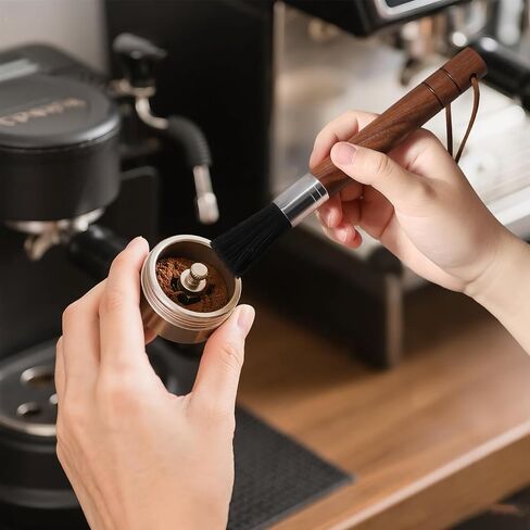 2-Pack Coffee Grinder Cleaning Brush with Natural Walnut Wood Handle and Black Boar Bristle, Coffee Bar Accessories Coffee Brush, Espresso Machine Cleaning Tool Barista Brush with Hanging Loop in Kuwait