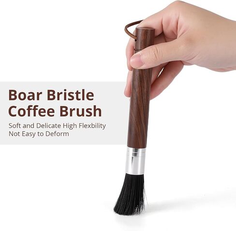 2-Pack Coffee Grinder Cleaning Brush with Natural Walnut Wood Handle and Black Boar Bristle, Coffee Bar Accessories Coffee Brush, Espresso Machine Cleaning Tool Barista Brush with Hanging Loop in Kuwait