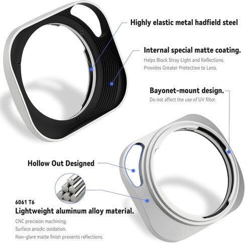Haoge LH-ZV03P Lens Hood for Carl Zeiss Distagon T 2.8/21 21mm f2.8 ZM, C Biogon T 4.5/21 21mm f4.5 ZM, 2.8/25 25mm f 2.8 ZM, 2.8/28 28mm f2.8 ZM, C Sonnar T 1.5/50 50mm f1.5 ZM Hollow Out Designed in Saudi Arabia