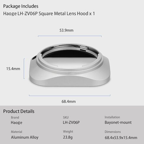Haoge LH-ZV03P Lens Hood for Carl Zeiss Distagon T 2.8/21 21mm f2.8 ZM, C Biogon T 4.5/21 21mm f4.5 ZM, 2.8/25 25mm f 2.8 ZM, 2.8/28 28mm f2.8 ZM, C Sonnar T 1.5/50 50mm f1.5 ZM Hollow Out Designed in Saudi Arabia