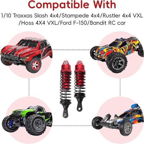Shocks Aluminum Threaded Absorber Damper Upgrades Parts Accessories for 1/10 Traxxas Slash 4x4 Rustler 4X4 VXL Stampede 4X4 Hoss 4X4 Replace 5862 (Gray) in Saudi Arabia