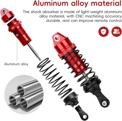 Shocks Aluminum Threaded Absorber Damper Upgrades Parts Accessories for 1/10 Traxxas Slash 4x4 Rustler 4X4 VXL Stampede 4X4 Hoss 4X4 Replace 5862 (Gray) in Saudi Arabia