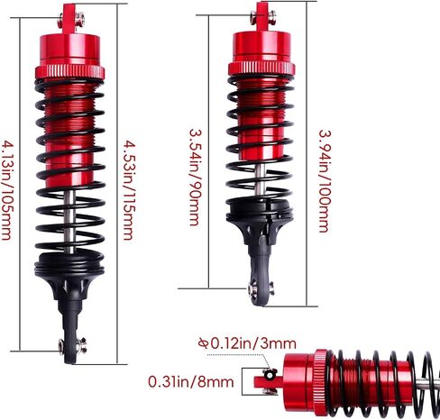 Shocks Aluminum Threaded Absorber Damper Upgrades Parts Accessories for 1/10 Traxxas Slash 4x4 Rustler 4X4 VXL Stampede 4X4 Hoss 4X4 Replace 5862 (Gray) in Saudi Arabia
