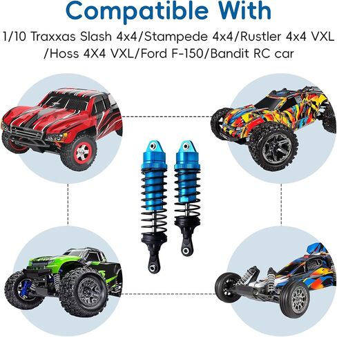 Shocks Aluminum Threaded Absorber Damper Upgrades Parts Accessories for 1/10 Traxxas Slash 4x4 Rustler 4X4 VXL Stampede 4X4 Hoss 4X4 Replace 5862 (Gray) in Kuwait