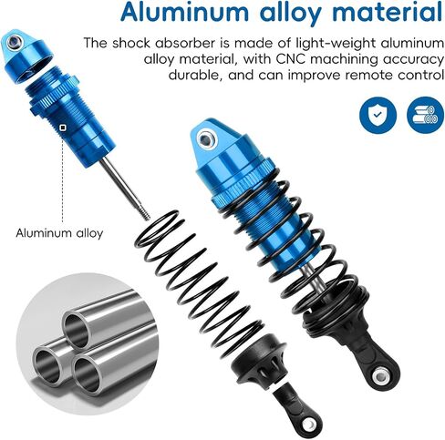 Shocks Aluminum Threaded Absorber Damper Upgrades Parts Accessories for 1/10 Traxxas Slash 4x4 Rustler 4X4 VXL Stampede 4X4 Hoss 4X4 Replace 5862 (Gray) in Kuwait