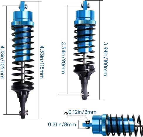 Shocks Aluminum Threaded Absorber Damper Upgrades Parts Accessories for 1/10 Traxxas Slash 4x4 Rustler 4X4 VXL Stampede 4X4 Hoss 4X4 Replace 5862 (Gray) in Kuwait