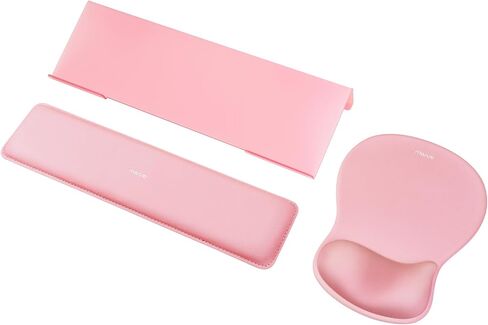 MOSISO Computer Keyboard Stand&Wrist Rest Support for Keyboard and Mouse Pad Set, Ergonomic Mousepad with Concave Curved Memory Foam, Easy Typing Non-Slip Pad&Acrylic Stand for Home/Office, Pink in Saudi Arabia