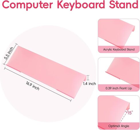 MOSISO Computer Keyboard Stand&Wrist Rest Support for Keyboard and Mouse Pad Set, Ergonomic Mousepad with Concave Curved Memory Foam, Easy Typing Non-Slip Pad&Acrylic Stand for Home/Office, Pink in Saudi Arabia