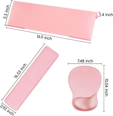MOSISO Computer Keyboard Stand&Wrist Rest Support for Keyboard and Mouse Pad Set, Ergonomic Mousepad with Concave Curved Memory Foam, Easy Typing Non-Slip Pad&Acrylic Stand for Home/Office, Pink in Saudi Arabia