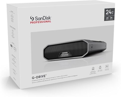 SanDisk Professional 24TB Desktop Hard Drive (Fast Backups, 280MB/s Read/Write Speed, USB-C, Mechanical Hard Disk) in Saudi Arabia