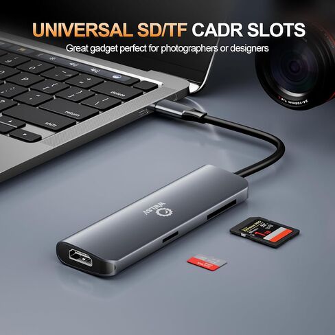 محور USB C 9 في 1 مع 4K HDMI، 100W PD، منفذ USB C، USB 3.0، RJ45 Ethernet، قارئ بطاقة SD/TF، ​​محطة إرساء متوافقة مع MacBook Pro/MacBook Air، XPS، Chromebook والمزيد من الأجهزة من النوع C in Kuwait
