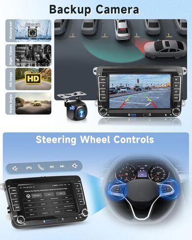 ستيريو سيارة Android لصالح VW Volkswagen Jettle Beetle Tiguan Touran Seat Golf Passat EOS 2+64G مع Carplay Android Auto ، 7 '' الشاشة التي تعمل باللمس بلوتوث GPS WiFi Link FM EQ camera camera swc in Kuwait