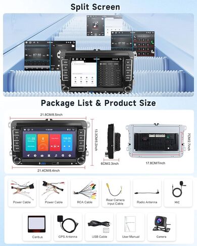 ستيريو سيارة Android لصالح VW Volkswagen Jettle Beetle Tiguan Touran Seat Golf Passat EOS 2+64G مع Carplay Android Auto ، 7 '' الشاشة التي تعمل باللمس بلوتوث GPS WiFi Link FM EQ camera camera swc in Kuwait