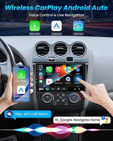 4Core 64g Rom Car Radio Stereo for Nissan Altima 2007-2012: Upgrade 5G-WIFI 9 "1280*800 Uncing Screen Head Unit Wireless Carplay Android Auto Bluetooth GPS RDS FM Mirror Link Camera (Manual AC) in Saudi Arabia
