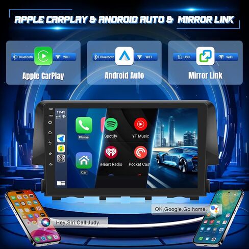 Android Car Stereo 2016 2017 2018 2019 2020 2021 Honda Civic Radio Apple Carplay Android Auto Auto 9 بوصة شاشة تعمل باللمس لشاشة Civic Car مع GPS Navigation Bluetooth 5G WiFi Camera Camera SWC SWC in Saudi Arabia