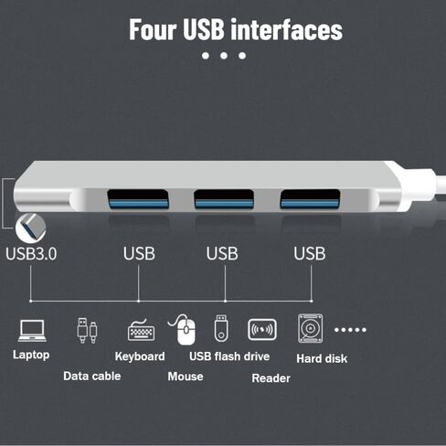 STYPE-C HUB PORTING: Expander USB Port-Type-C 3.0 HUB USB Dongle Multiport للكمبيوتر المحمول (4-PORT) in Saudi Arabia