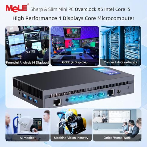 MeLE Overclock X5 Core i5-12450H (8C/12T, up to 4.4GHz) Ultrathin Mini PC 32GB DDR4 512GB SSD, Mini Desktop Computer with 2x HDMI + 2x USB-C 4K Quad Display, Dual LAN 1G+ 2.5G LAN, 2.4/5GHz WiFi BT5.2 in Kuwait
