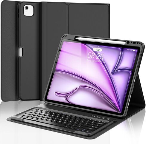 D DINGRICH Keyboard Case for iPad Air 13 inch (M2) 2024, Smart Folio Cover with Pencil Holder, Rechargeable, Magnetic Wireless Keyboard for iPad Air 13", Only Compatible with Model A2898/A2899/A2900 in Kuwait