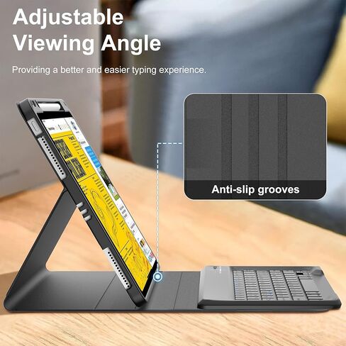 D DINGRICH Keyboard Case for iPad Air 13 inch (M2) 2024, Smart Folio Cover with Pencil Holder, Rechargeable, Magnetic Wireless Keyboard for iPad Air 13", Only Compatible with Model A2898/A2899/A2900 in Kuwait