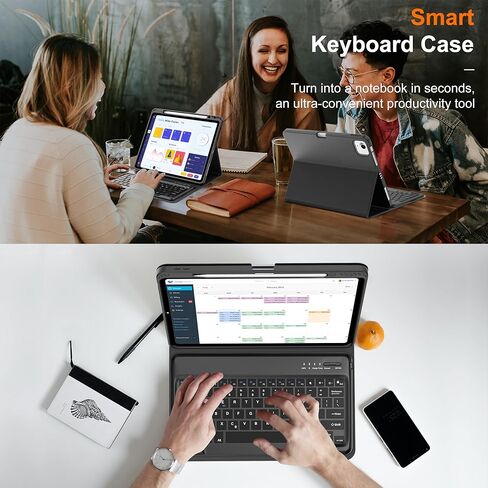 D DINGRICH Keyboard Case for iPad Air 13 inch (M2) 2024, Smart Folio Cover with Pencil Holder, Rechargeable, Magnetic Wireless Keyboard for iPad Air 13", Only Compatible with Model A2898/A2899/A2900 in Kuwait